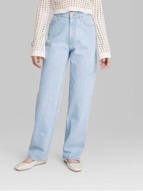 wild fable *Sparkle* Light Blue High-Rise Straight Leg Stretch Jeans